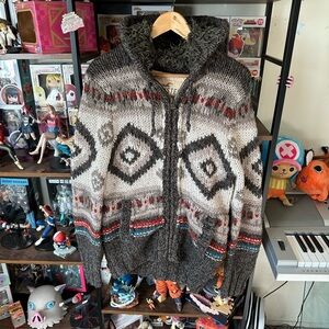 Hollister Chunky Knit Sherpa Lined Hoodie Jacket Women’s M Style Aztec Style